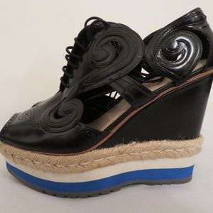 Prada Platform Cork Wedge Sandals
